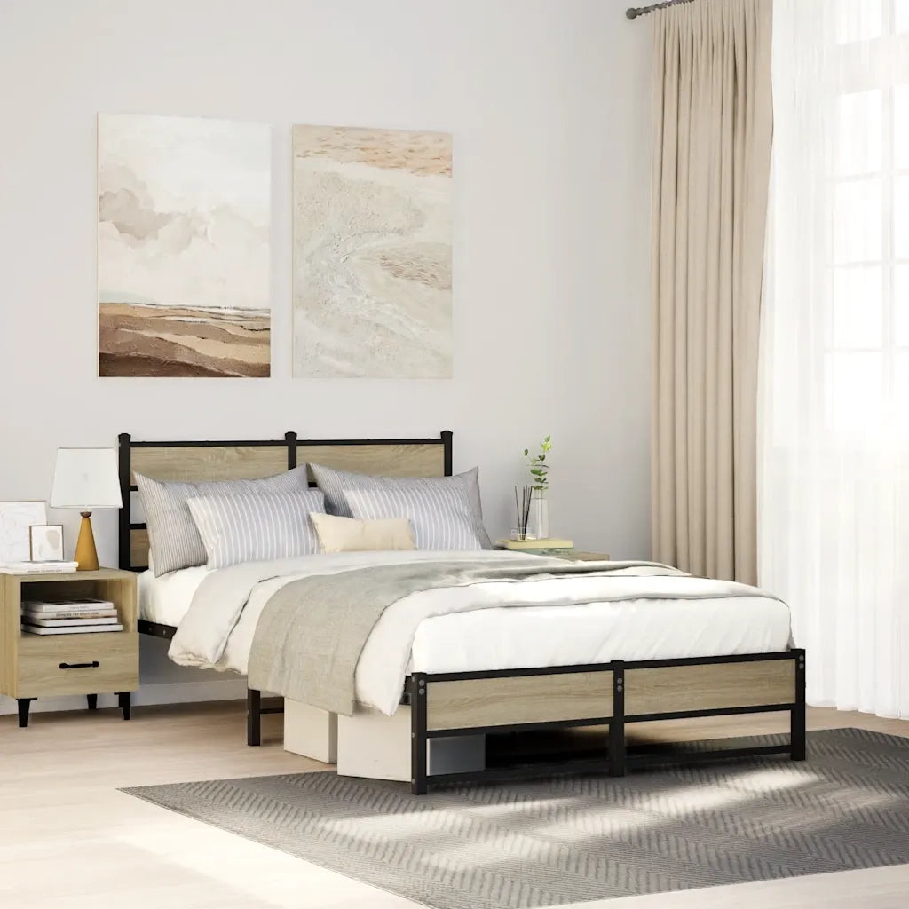Giroletto senza Materaso in Metallo Rovere Sonoma 120x200 cm 4017270