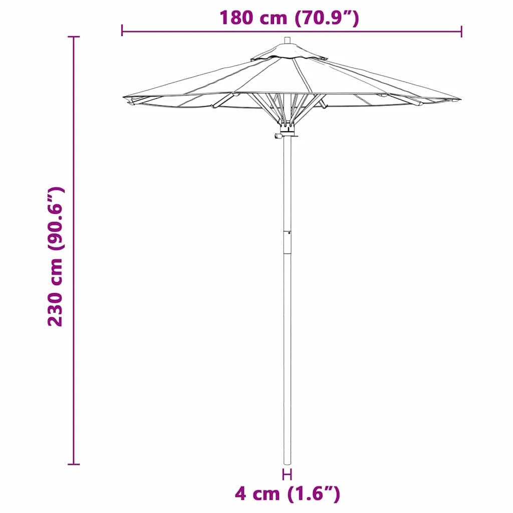 Pratico ombrellone da giardino rotondo con palo staccabile 270 x 260 cm stile minimalista bambù grigio scuro 02_0058246