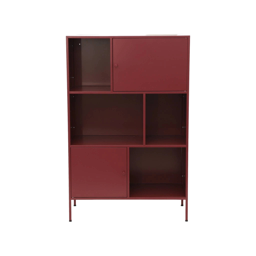 Credenza industriale in metallo con 6 scomparti, bordeaux