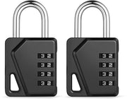 Combinazione di chiusura a 4 cifre con codice combinato, slot di serraggio per armadi con etichette personalizzabili, combinazione di serraggio resistente alle intemperie per cancelli e recinzioni (nero, 2 pezzi)