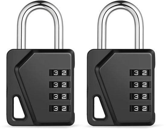 Combinazione di chiusura a 4 cifre con codice combinato, slot di serraggio per armadi con etichette personalizzabili, combinazione di serraggio resistente alle intemperie per cancelli e recinzioni (nero, 2 pezzi)