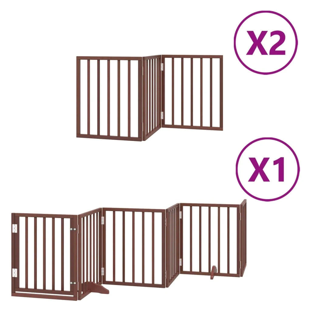 Cancelletto di sicurezza per animali domestici porta pieghevole 12 pannelli legno di pioppo marrone 02_0023167