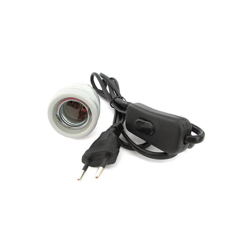 Kit Prova Per Lampada Led E27 Con Interrutore Spina Filo Lunga 180cm Base Ceramica