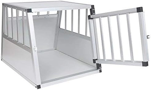 Trasportino Cane Auto, Trasportino Cani in Alluminio, Box da Cani Spazioso, Box Trasporto per Cane Auto con Chiusura Kennel per Canette per Trasporto Viaggio 54x69x51cm