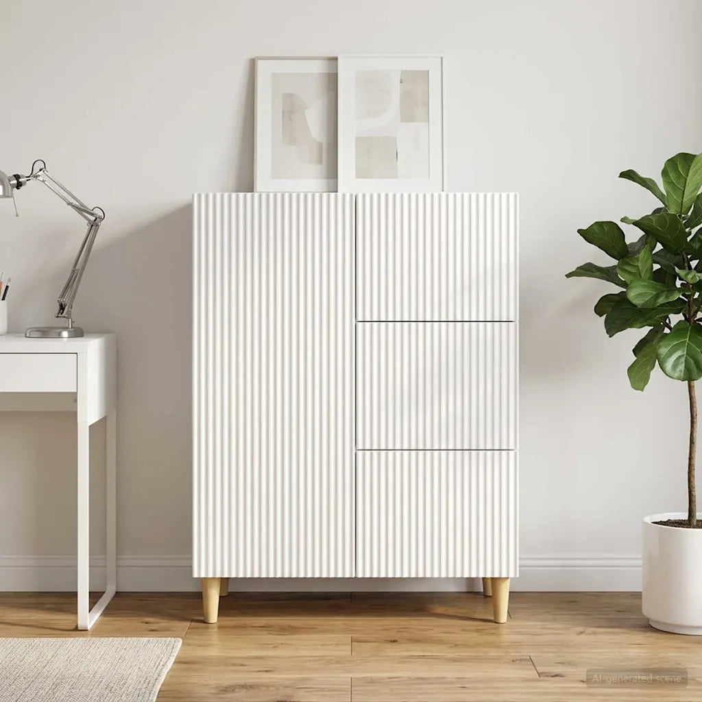 Credenza Bianco Lucido 66 x 34,5 x 90 cm Legno ingegnerizzato 894629