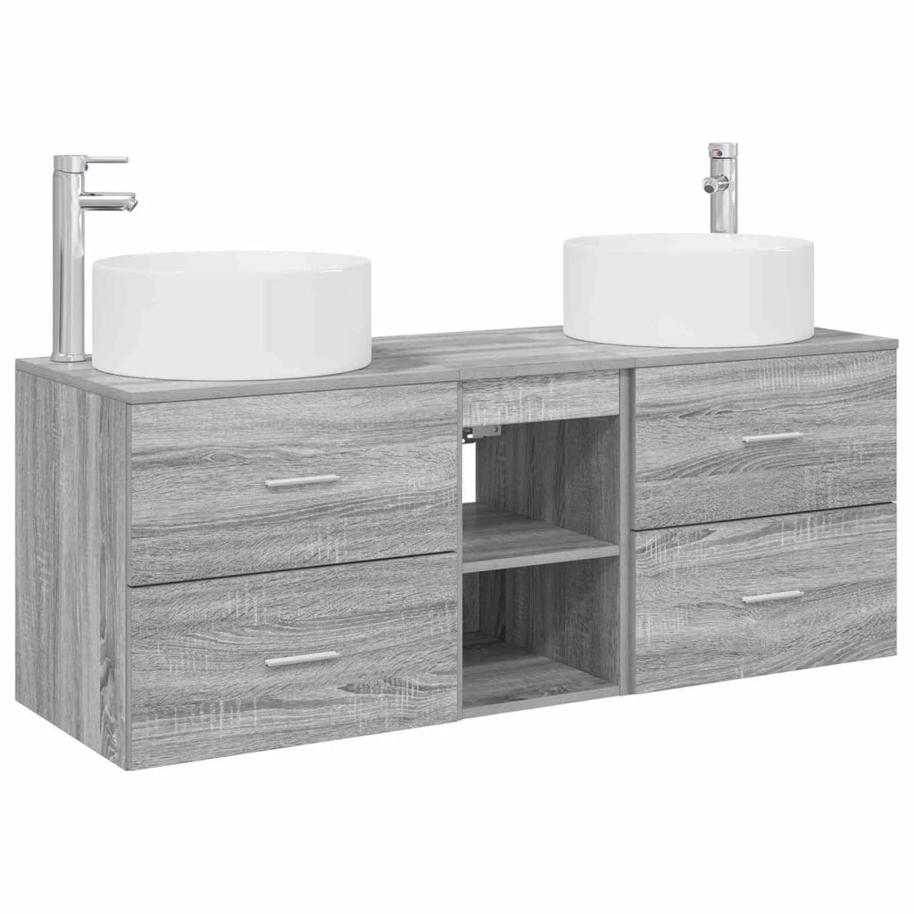 Set di mobili per il bagno 3 pz Sonoma grigio 3405952