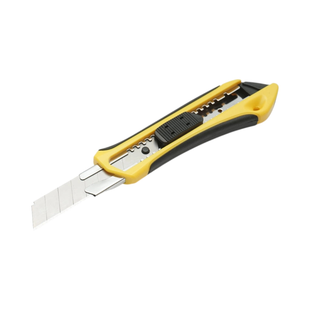 Coltello professionale con lama in acciaio SK5 da 18 mm, corpo in ABS con impugnatura Crownman in TPR.