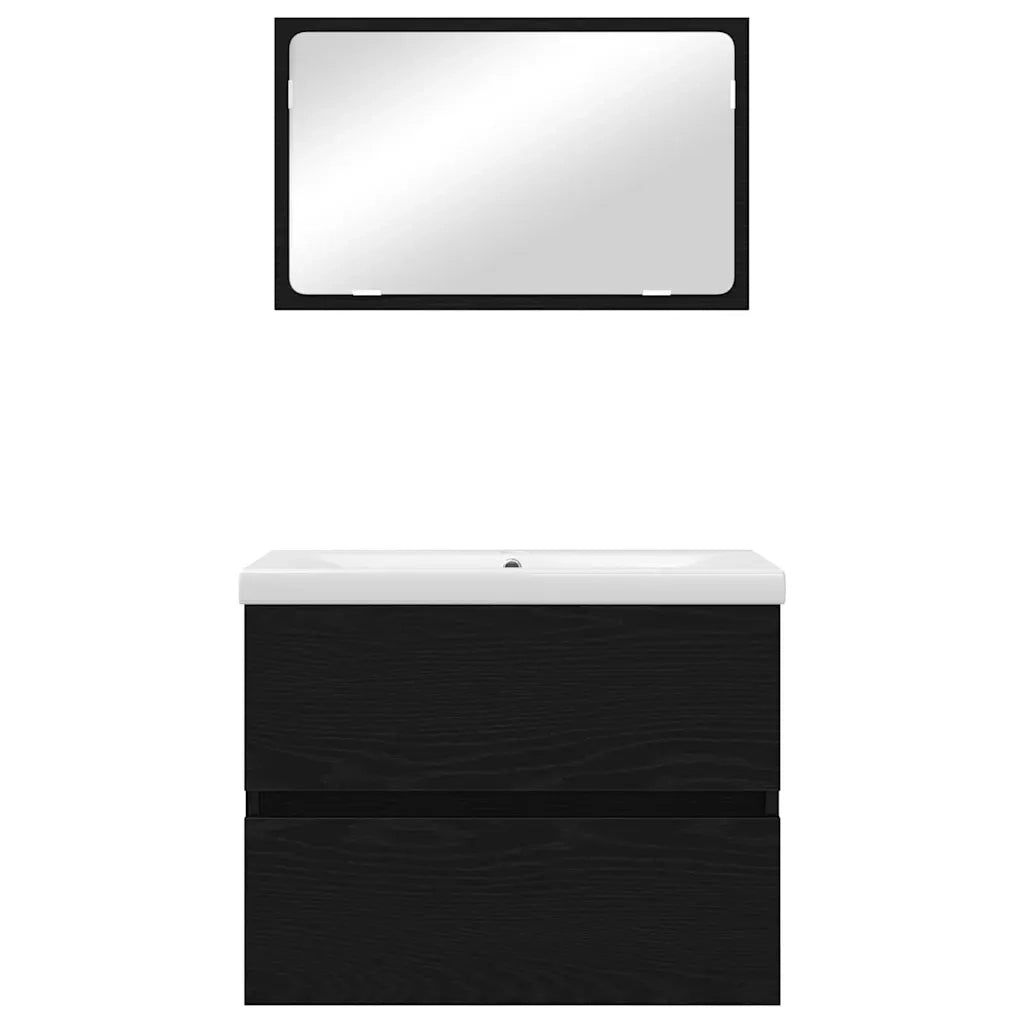 Set di mobili per il bagno 3 pcs Rovere Nero Legno multistrato 3393502