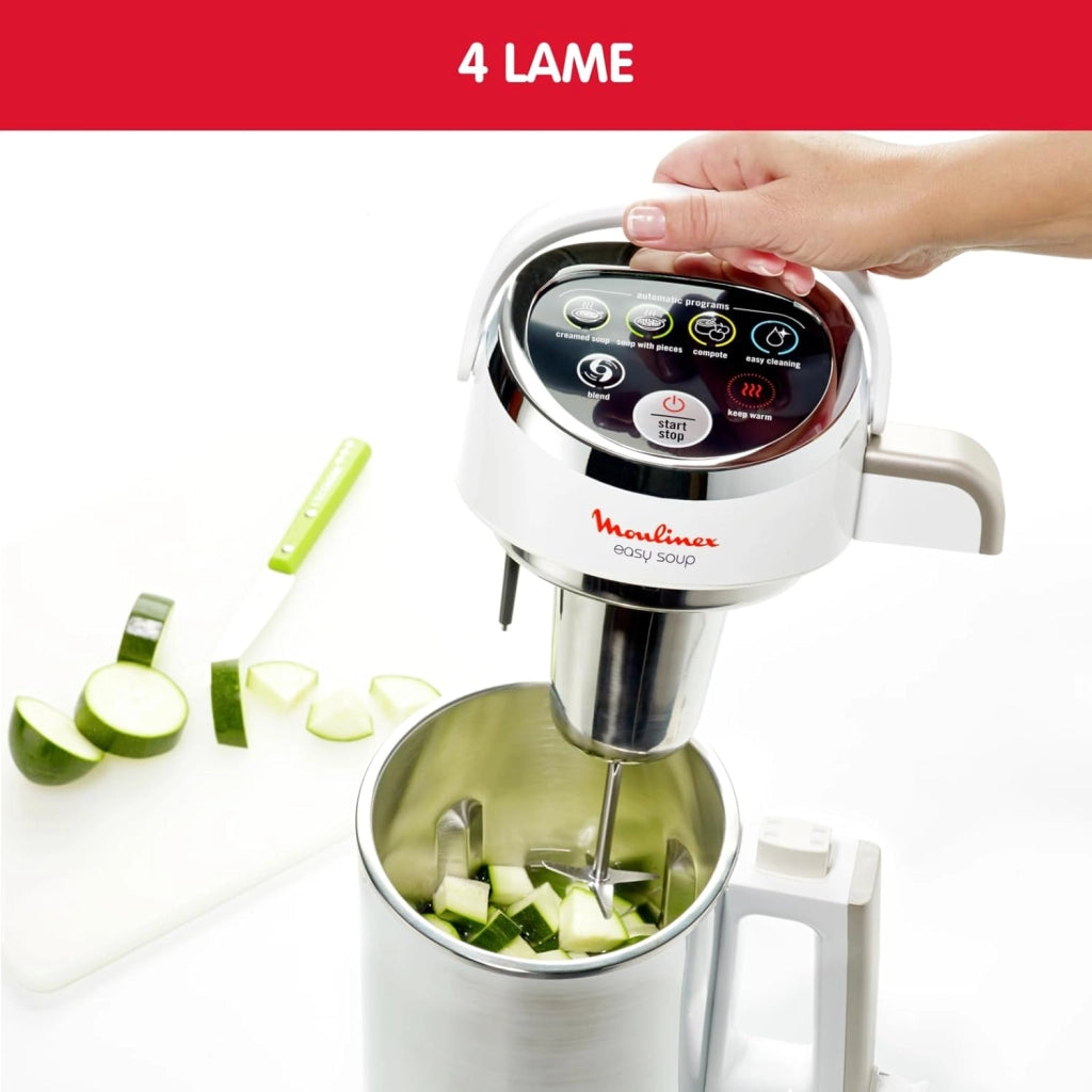 LM841110 Easy Soup, Soup Maker con Acciaio Inossidabile, Facile Da Usare per Preparare Zuppe e Frullati, Capacità 1.2 Litri, 4 Programmi di Cottura e Sistema di Mantenimento al Caldo