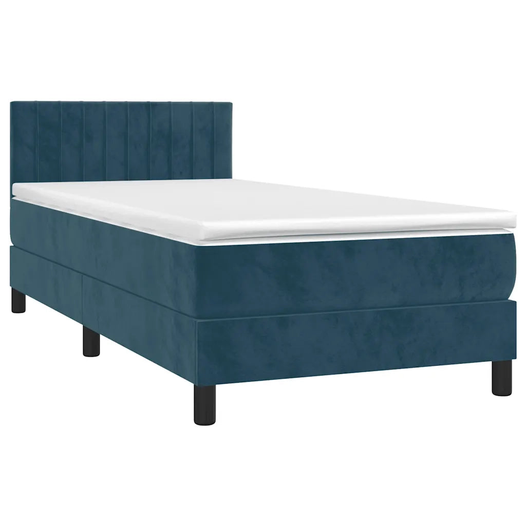 Giroletto a Molle con Materasso Blu Scuro 90x190 cm in Velluto 3141399