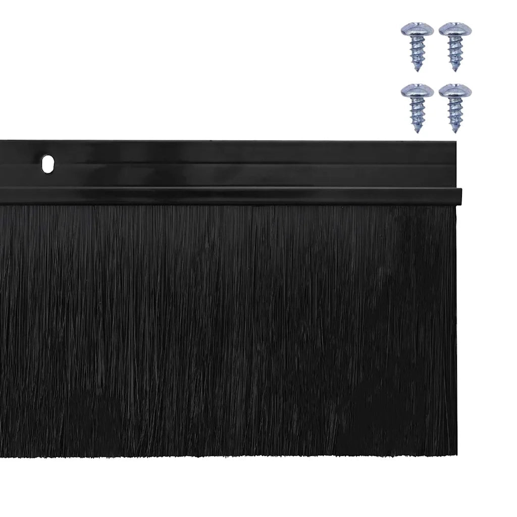 Spazzole per porte a vite 12 pcs Nero 100 cm Lega di alluminio