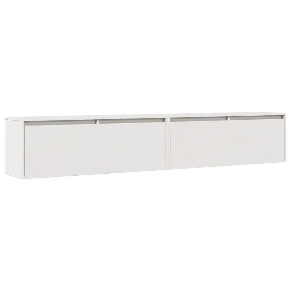 Pensili 2 pz Bianchi 100x30x35 cm in Legno Massello di Pino cod mxl 33355