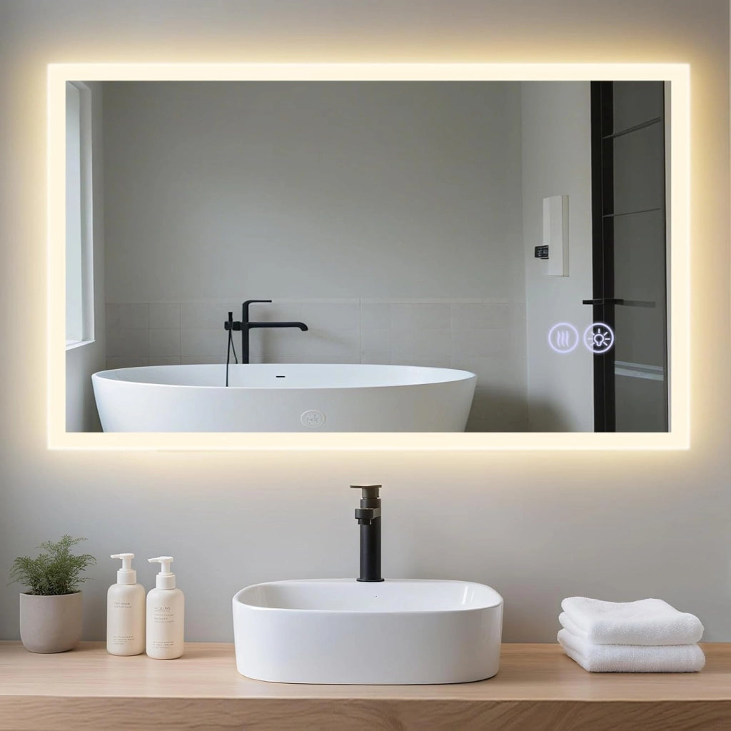 ZMH Specchio da Bagno Illuminato con Regolazione d'Intensità e Interruttore Touch