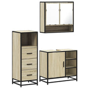 Set Mobili da Bagno | Armadio da bagno 3 pz Rovere Sonoma in Legno Multistrato