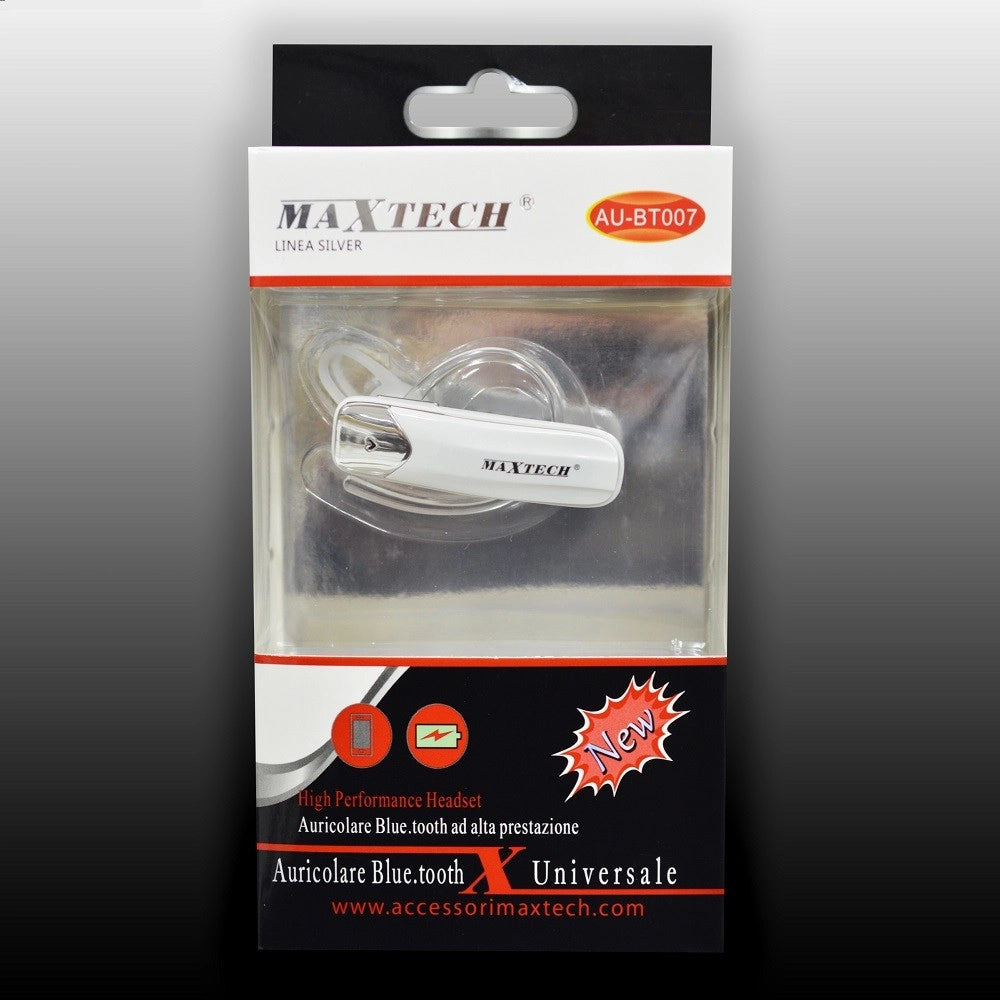 Trade Shop - Auricolare Bluetooth Universale Cuffia Maxtech Au-bt007 Per Smartphone Cellulare -