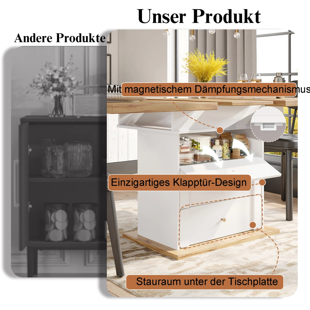 TAVOLO Allungabile 110-140x80x75 cm MDF Bianco e Naturale