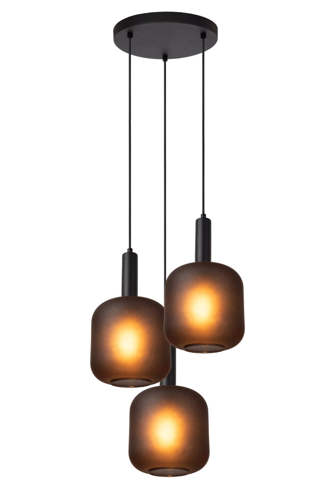 Lampada sospesa moderna Eloise nera vetro Ø40cm 3xE27 Lucide