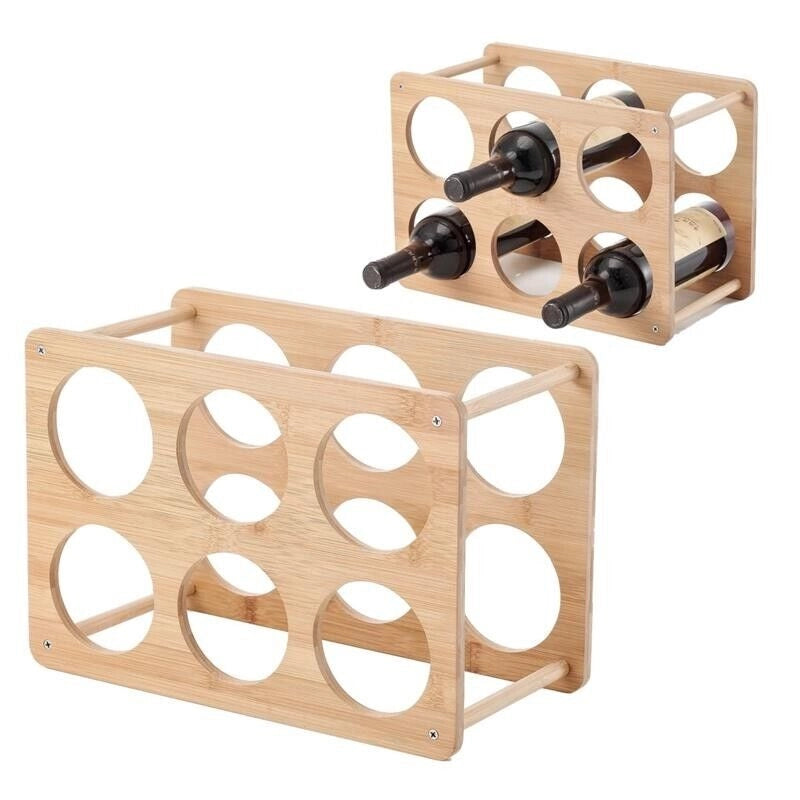MAURY'S PORTABOTTIGLIE  A 6 POSTI IN LEGNO DESIGN SEMPLICE