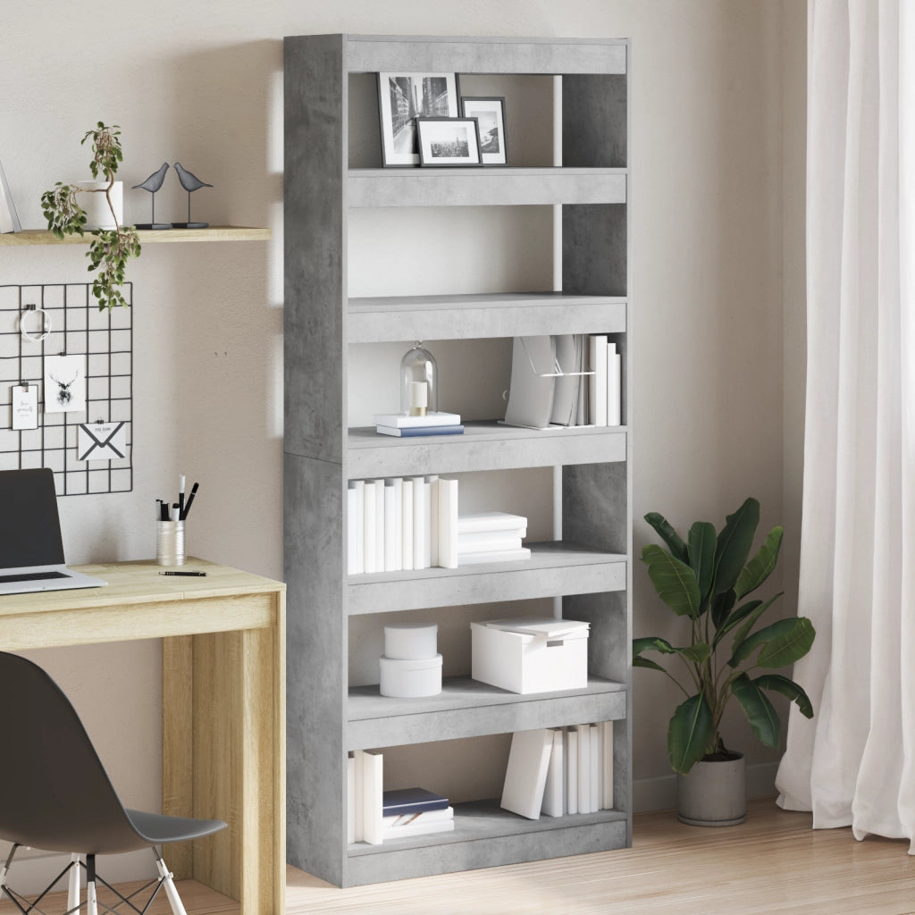 Libreria Grigia in Cemento Grigio Cemento Legno ingegnerizzato