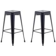 Set di 2 sgabelli da bar in Acciaio Nero 76 cm impilabili altezza bancone industriale