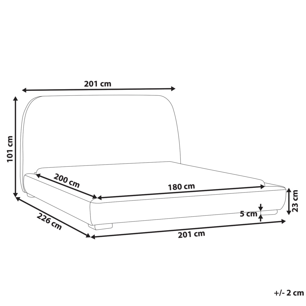 Letto ad acqua Beige Poliestere Boucle Tessuto Imbottito 180 x 200 cm EU King Size Design Classico Tradizionale