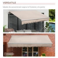 Tenda da Sole per Esterno a Bracci Avvolgibile con Apertura a Manovella, 295x200 cm, Beige