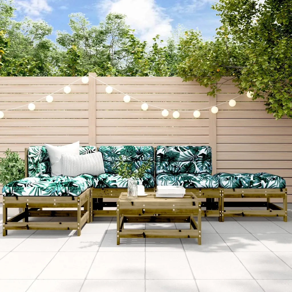 Set Divani da Giardino 6pz con Cuscini Legno Impregnato di Pinocod mxl 101159