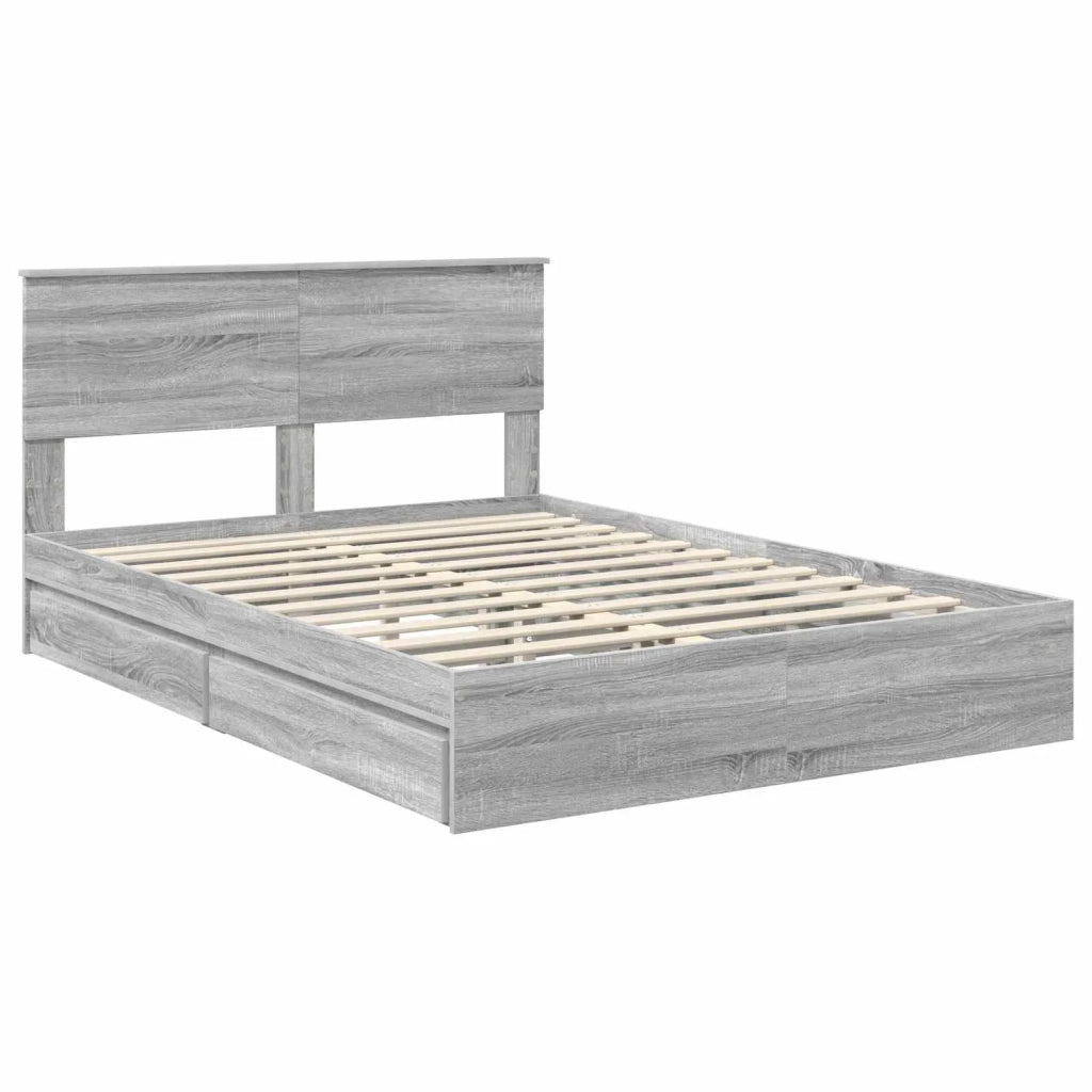 Letto con Contenitore con testiera Grigio Sonoma 140 x 200 cm 3408464