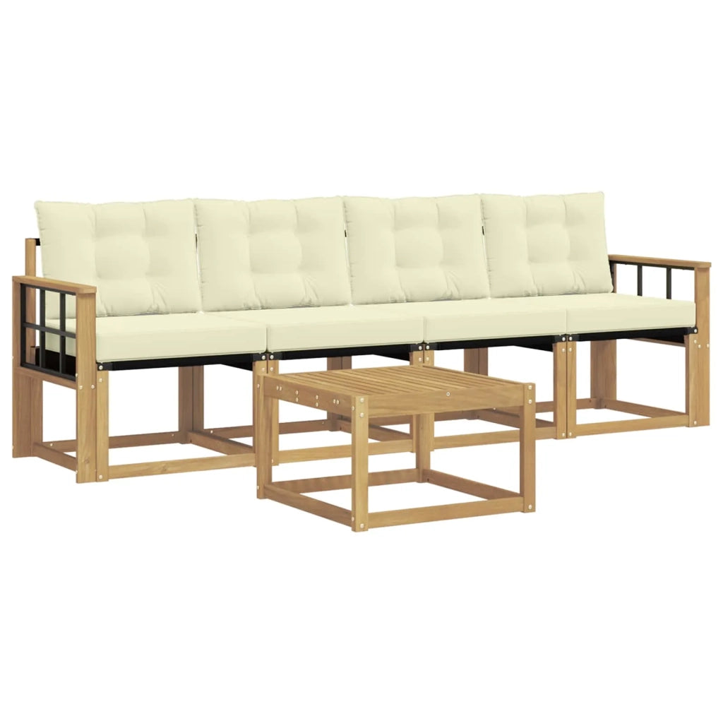 Set di divani da esterno 5 pz Bianco e Crema 3389192