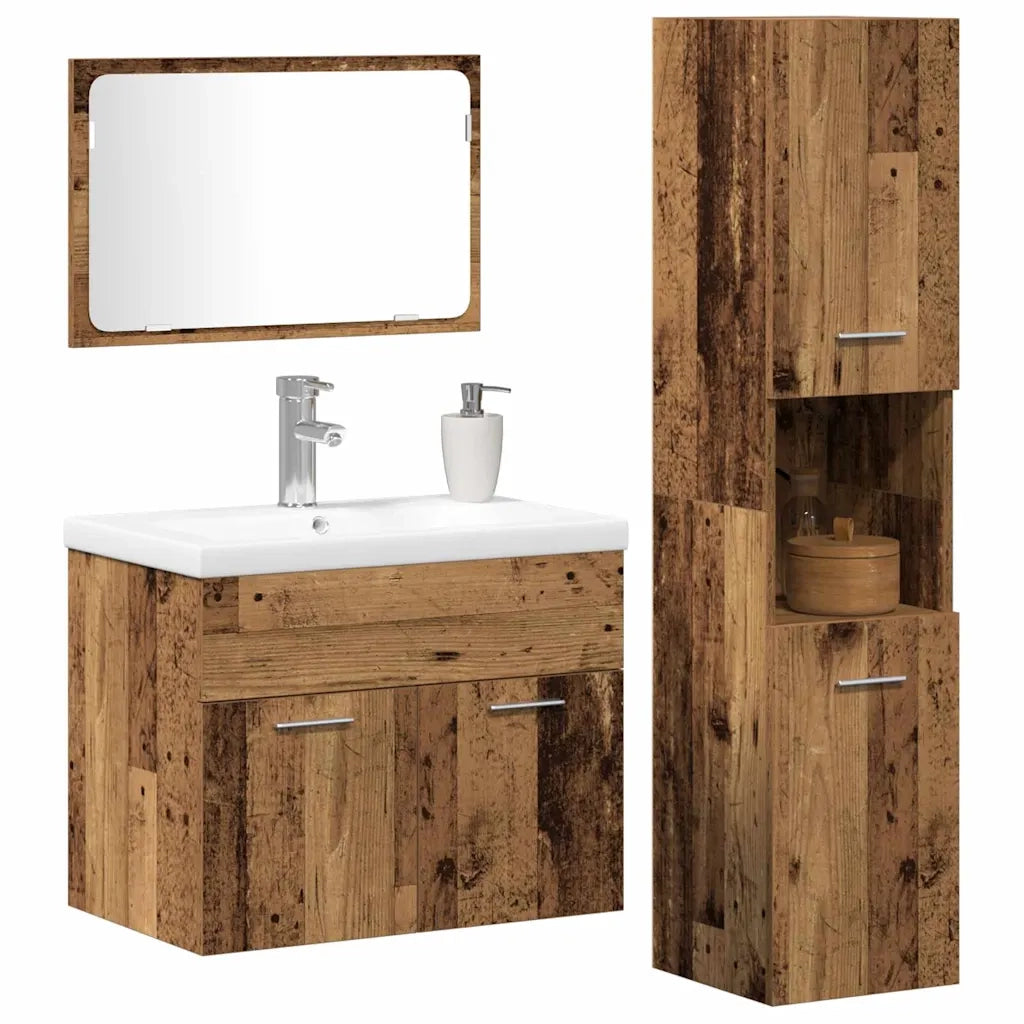 Set di mobili per il bagno 4 pcs Marrone Legno multistrato 3332580