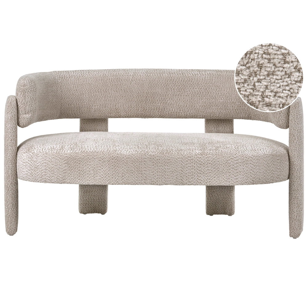Divano a 2 posti in ciniglia di poliestere beige chiaro, moderno e confortevole, con seduta e schienale curvi, in stile scandinavo
