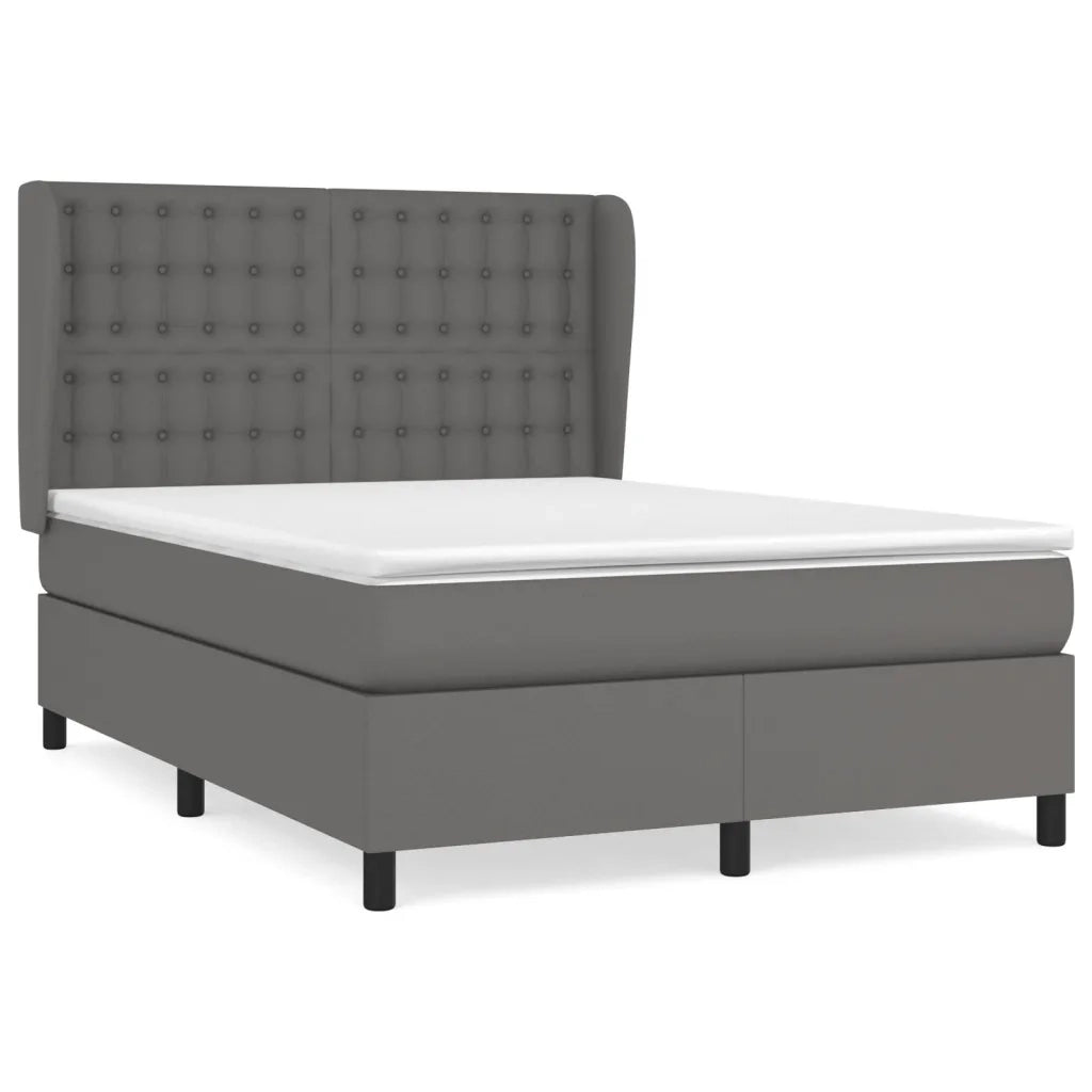 Giroletto a Molle con Materasso Grigio 140x190 cm in Similpelle 3129031