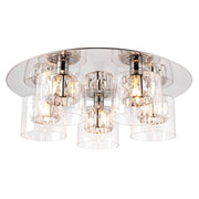 Plafoniera rotonda cromo cristallo 5xG9 Endon Verina