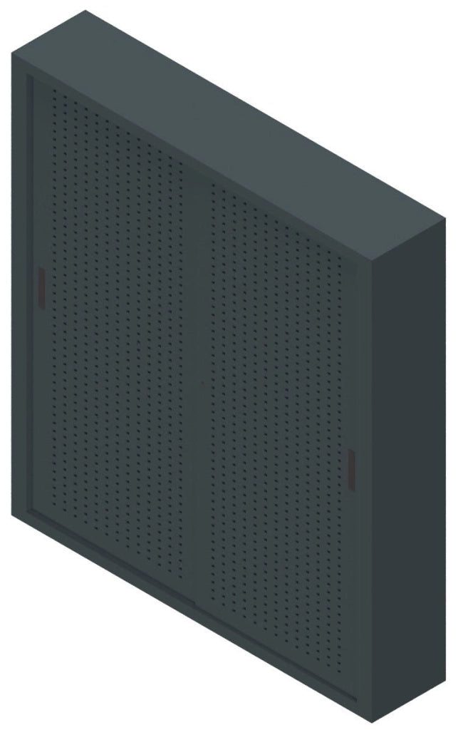 Armadio ufficio per archiviazione con ante scorrevoli in metallo forato cm. 180x37,5x200H