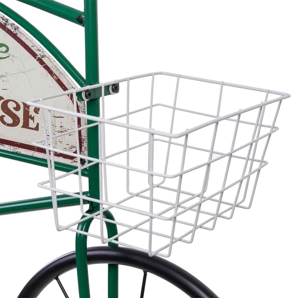 Bicicletta decorativa in metallo con due cestini 134x32x85h cm