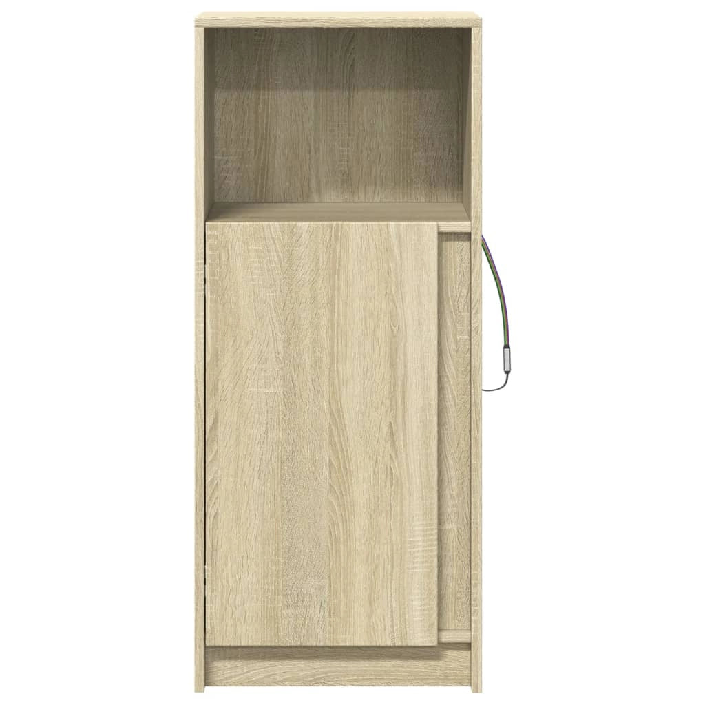 Buffet credenza cassettiera armadio mobile contenitore organizer per cucina soggiorno salotto con illuminazione a LED finitura rovere Sonoma 42,5 x 34 x 100 cm legno ingegnerizzato marrone 02_0029795