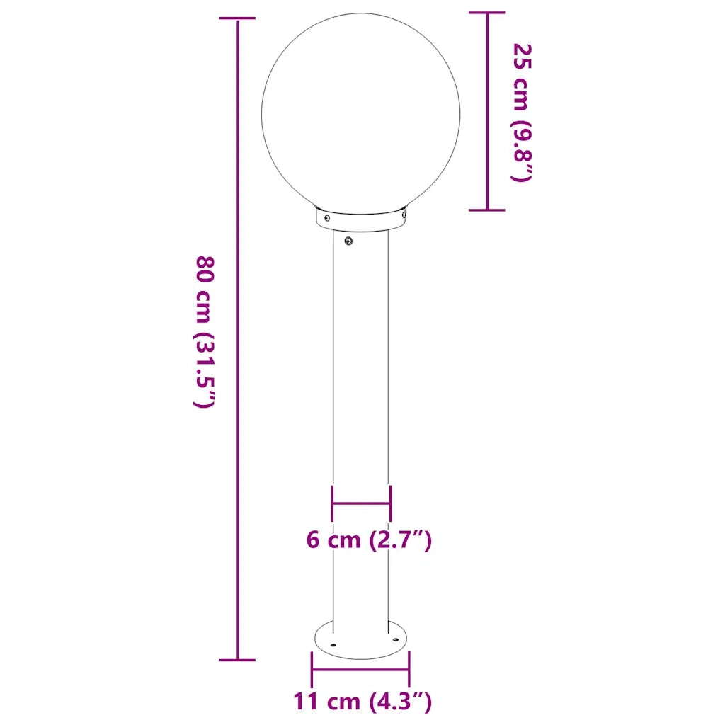 Lampada a paletto 80 cm in Acciaio Inox IP44 4006095