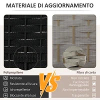 Paravento Divisorio da Interni Pieghevole a 6 Ante Intrecciato, 240x170 cm, Nero