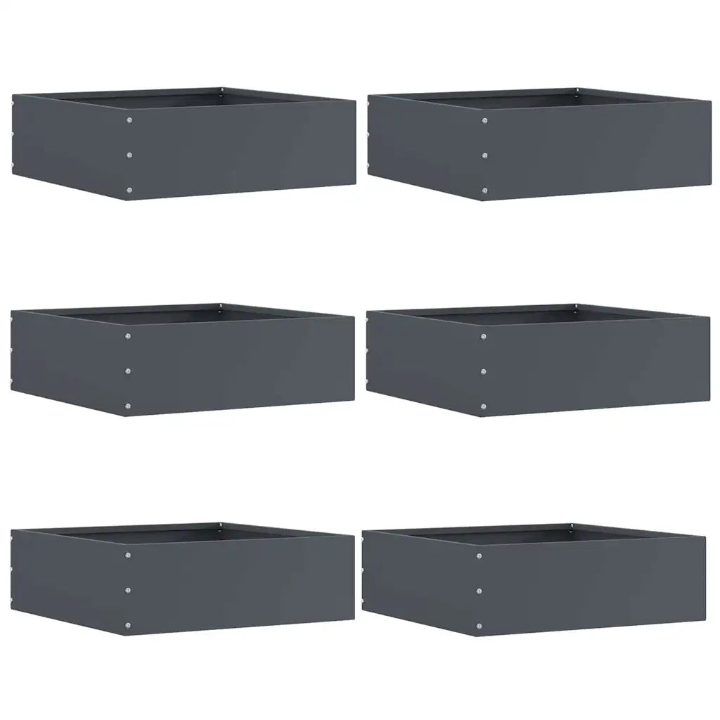 Bordura per Prato 6 pcs Antracite 40 x 40 x 13 cm Acciaio