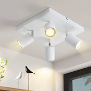 ZMH Faretto da soffitto bianchi 4 luci GU10 ferro girevoli 330° stile industriale per salone camera cucina corridoio