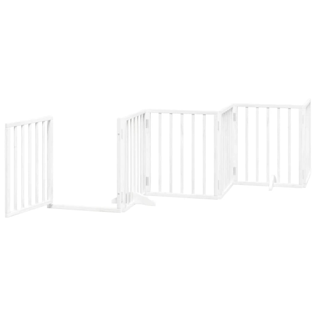 Cancelletto e porta di sicurezza per animali domestici 6 pannelli legno di pioppo bianco 02_0023357