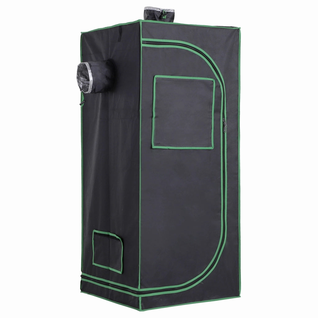 Tenda Idroponica in Oxford 600D ¨C zephmum ¨C 60x60x140 cm, Nero, 3 Prese d'Aria, Finestra, Foro Cavi