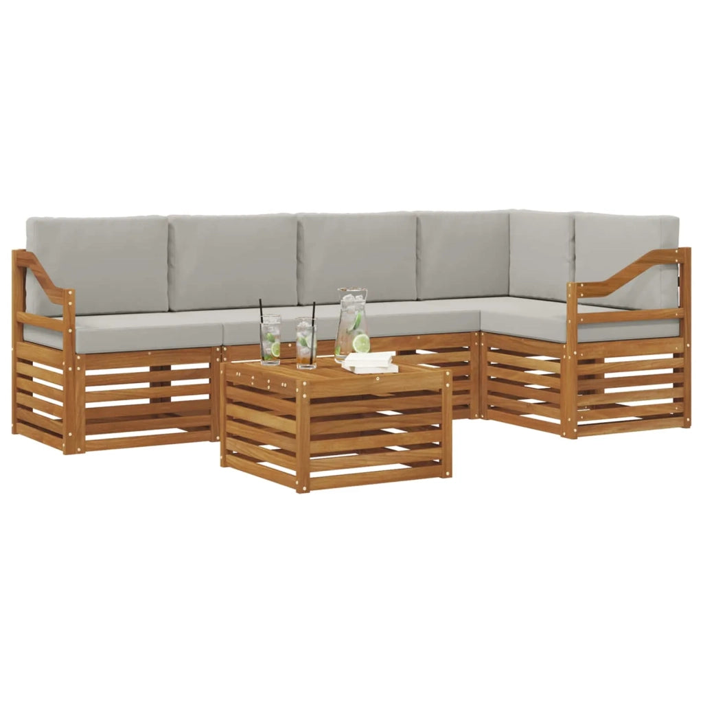 Set divano sezionale con cuscino 6 pcs Grigio Naturale e Chiaro 3374866