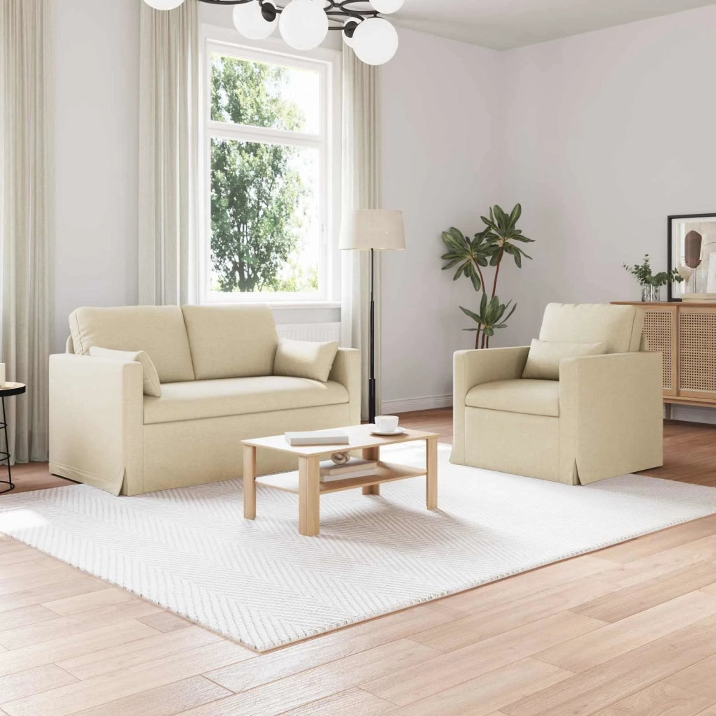 Set di divani 2 pcs Crema 139 x 78 x 80 cm Tessuto