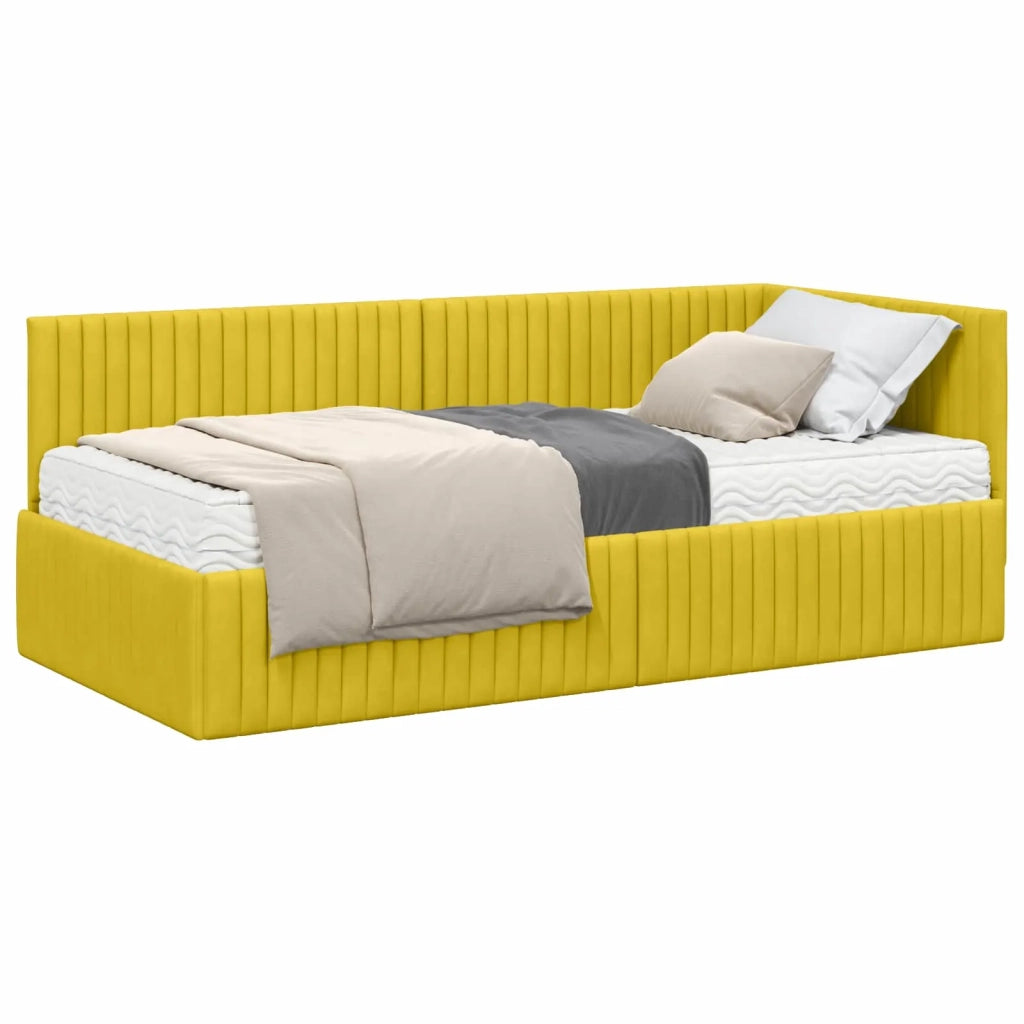 Struttura Letto Angolare con Materasso 2 pz-Giroletto con materasso Giallo Velluto 528899