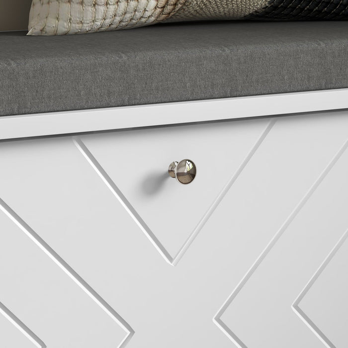 Panca Scarpiera Salvaspazio 8 Paia di Scarpe 80x26x44,5 cm con Cuscino e Cassetto Ribaltabile Bianco