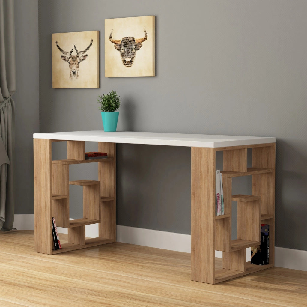 Scrivania in legno "Maze" 140 x 60 x 75 cm - Bianco
