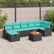 Set Divano da Giardino con cuscino 8 pcs Nero Poly Rattan 3360854