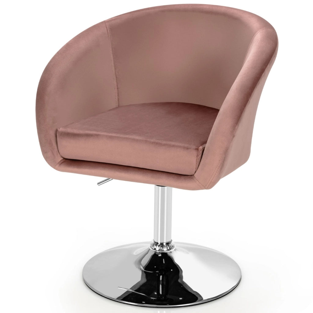 Sedia da bar girevole in velluto con schienale rotondo regolabile in altezza, Sgabello per ufficio alto Rosa-Sgabelli da bar
