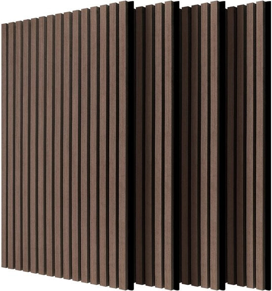 Pannelli Acustici Autoadesivi 4 pezzi - Assorbimento Acustico - Pannelli di Parete Acustici -120x60x2.1cm - Colore Noce - Retro - Autoadesivi